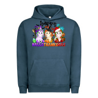 Pigment Midnight Navy happy hallothanksmas unicorn Urban Hoodie - CowGirlArtShop