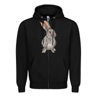 Black Easter bunny Zipper Hoodie - NancyCooperArtShop