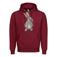 Burgundy Easter bunny Zipper Hoodie - NancyCooperArtShop
