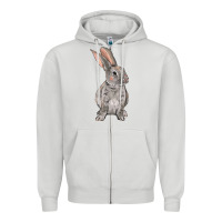Dove Grey Easter bunny Zipper Hoodie - NancyCooperArtShop