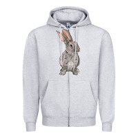 Heather Grey Easter bunny Zipper Hoodie - NancyCooperArtShop