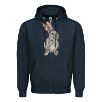 Navy Easter bunny Zipper Hoodie - NancyCooperArtShop