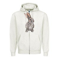 Oatmeal Heather Easter bunny Zipper Hoodie - NancyCooperArtShop