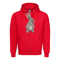 Red Easter bunny Zipper Hoodie - NancyCooperArtShop
