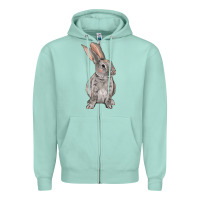 Seafoam Easter bunny Zipper Hoodie - NancyCooperArtShop