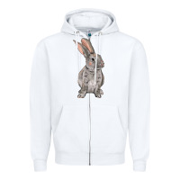 White Easter bunny Zipper Hoodie - NancyCooperArtShop