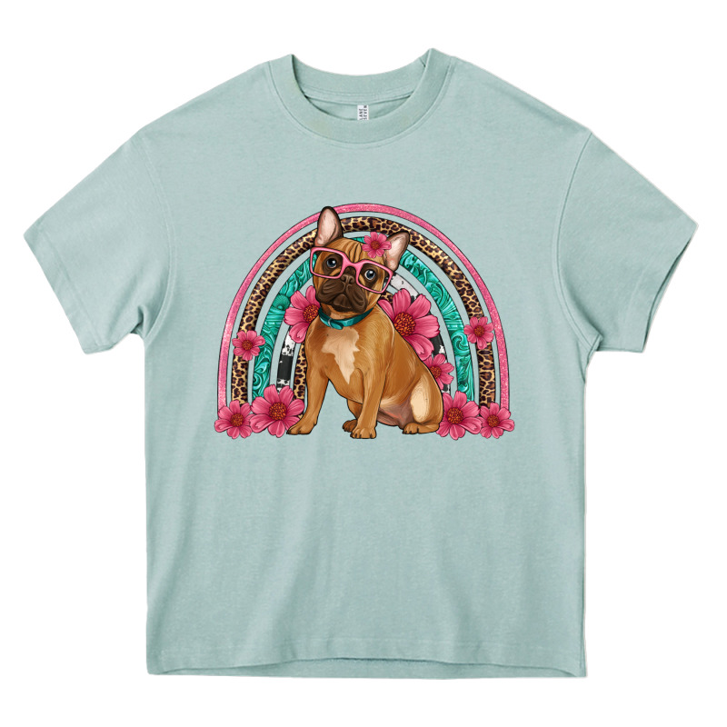 French Bulldog Floral Rainbow Heavy Core Tee by Artiststas | Teevron
