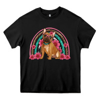 Black french bulldog floral rainbow Heavy Core Tee - Artiststas