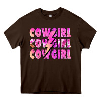 Chocolate Brown cowgirl cowgirl lightning bolt Heavy Core Tee - Zillion Design Studio