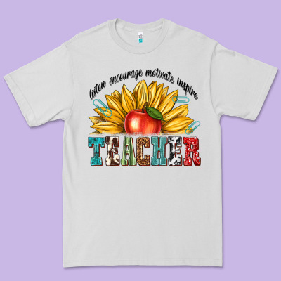 Premium Tee teacher with sunflower