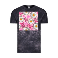 Cloud Black breast cancer awareness with daisy and heart seamless pattern Vintage Tee - BundleAndBundleShop