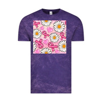 Cloud Purple breast cancer awareness with daisy and heart seamless pattern Vintage Tee - BundleAndBundleShop
