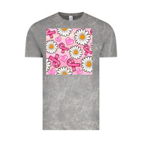 Cloud Rock breast cancer awareness with daisy and heart seamless pattern Vintage Tee - BundleAndBundleShop