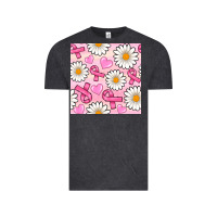 Vintage Black breast cancer awareness with daisy and heart seamless pattern Vintage Tee - BundleAndBundleShop