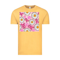 Breast Cancer Awareness With Daisy And Heart Seamless Pattern Vintage Tee | Teevron