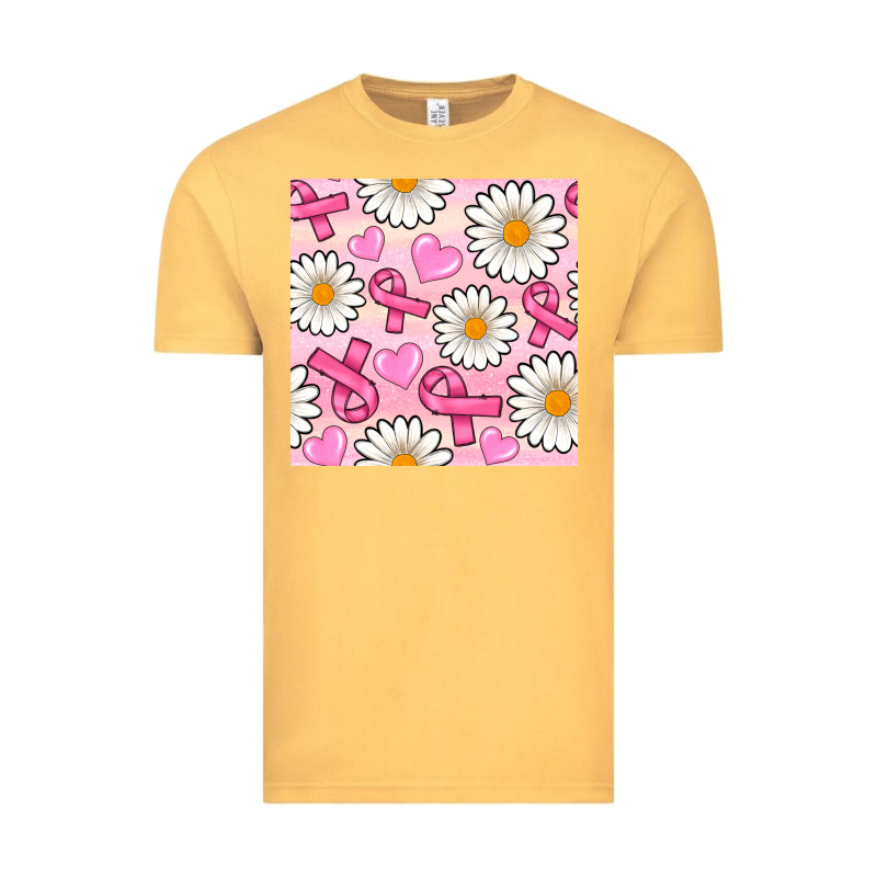 Breast Cancer Awareness With Daisy And Heart Seamless Pattern Vintage Tee by BundleAndBundleShop | Teevron