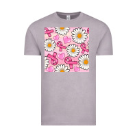 Vintage Zinc breast cancer awareness with daisy and heart seamless pattern Vintage Tee - BundleAndBundleShop