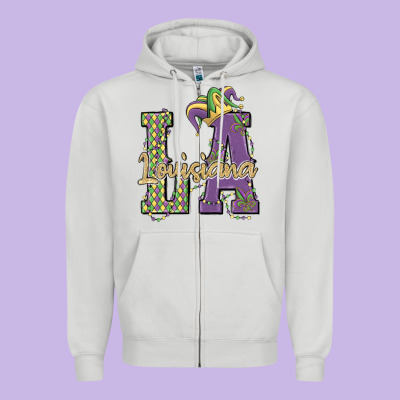 Louisiana Mardi Gras Zipper Hoodie Designed By Maliassmallbusiness
