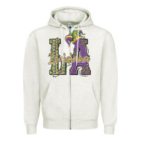 Oatmeal Heather louisiana mardi gras Zipper Hoodie - MaliasSmallBusiness