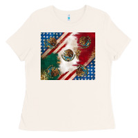 Bone American with mexican flag Ladies Tee - RanaPortraitStore