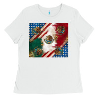 White American with mexican flag Ladies Tee - RanaPortraitStore