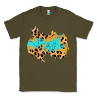 Army Green glitter leopard turquoise patch Classic Tee - AdoDesignShop