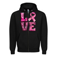 Black Breast Cancer love Zipper Hoodie - NancyCooperArtShop
