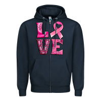 Navy Breast Cancer love Zipper Hoodie - NancyCooperArtShop