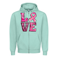 Seafoam Breast Cancer love Zipper Hoodie - NancyCooperArtShop