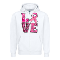 White Breast Cancer love Zipper Hoodie - NancyCooperArtShop