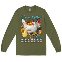 Army Green Western Life Is Better With Chickens Long Sleeve Tee - LillyAllenDesigns