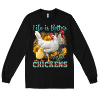 Black Western Life Is Better With Chickens Long Sleeve Tee - LillyAllenDesigns