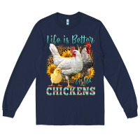 Navy Western Life Is Better With Chickens Long Sleeve Tee - LillyAllenDesigns