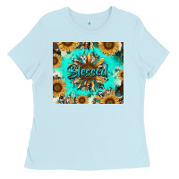 Baby Blue blessed sunflowers Ladies Tee - RanaPortraitStore