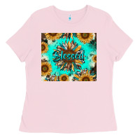 Bubblegum Pink blessed sunflowers Ladies Tee - RanaPortraitStore
