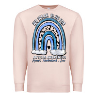 Pale Pink we wear blue for autism awareness accept understan Premium Sweatshirt - Artiststas