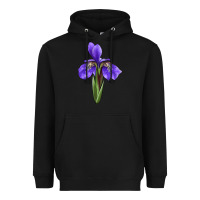 Black Iris Flower Heavyweight Hoodie - LillyAllenDesigns