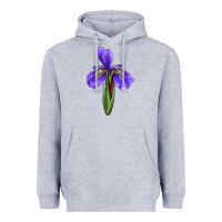 Heather Grey Iris Flower Heavyweight Hoodie - LillyAllenDesigns