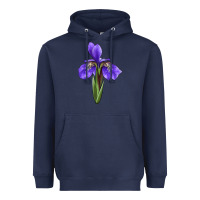 Navy Iris Flower Heavyweight Hoodie - LillyAllenDesigns