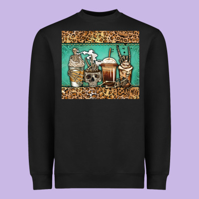 Skeleton Coffee Cups Heavyweight Sweatshirt Designed By Jasminsmagicworld