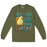 Army Green Western Just A Girl Who loves Chicks Long Sleeve Tee - LillyAllenDesigns