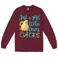 Burgundy Western Just A Girl Who loves Chicks Long Sleeve Tee - LillyAllenDesigns