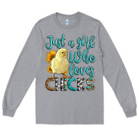Heather Grey Western Just A Girl Who loves Chicks Long Sleeve Tee - LillyAllenDesigns