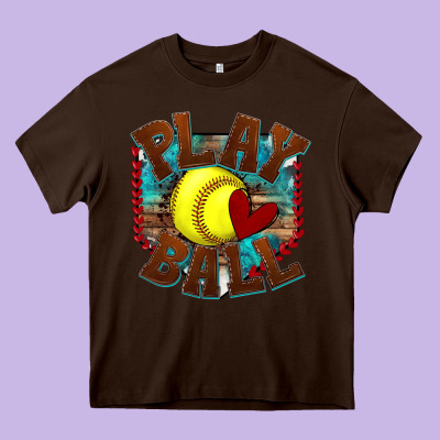 Play Ball Softball Heavy Core Tee Designed By Texasbilliewilder