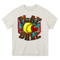 Cream play ball softball Heavy Core Tee - texasbilliewilder