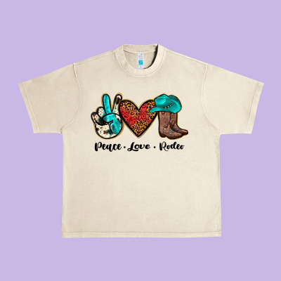 Peace Love Rodeo Urban Heavy Tee Designed By Jahusdesignshop