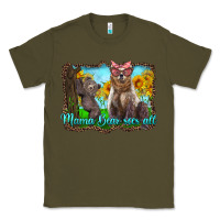 Army Green mama bear sees all with sunflowers Classic Tee - Artiststas