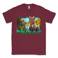 Burgundy mama bear sees all with sunflowers Classic Tee - Artiststas