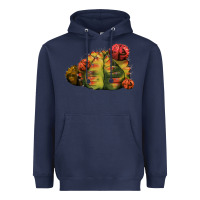 Navy Gymnocalycium Variegated Cactus Heavyweight Hoodie - LillyAllenDesigns