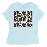 Baby Blue cowhide pattern Ladies Tee - RanaPortraitStore